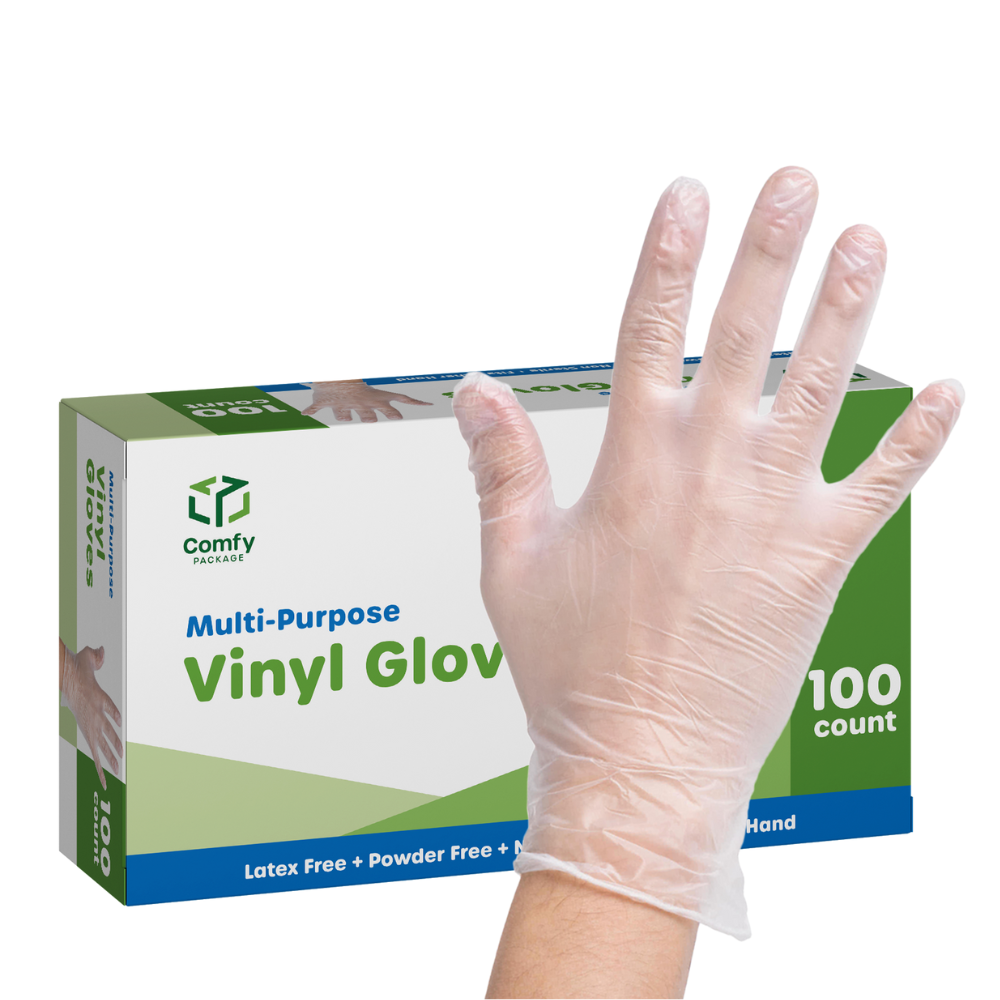 Comfy Package Clear Powder Free Vinyl Disposable Plastic Gloves (100 Small)
