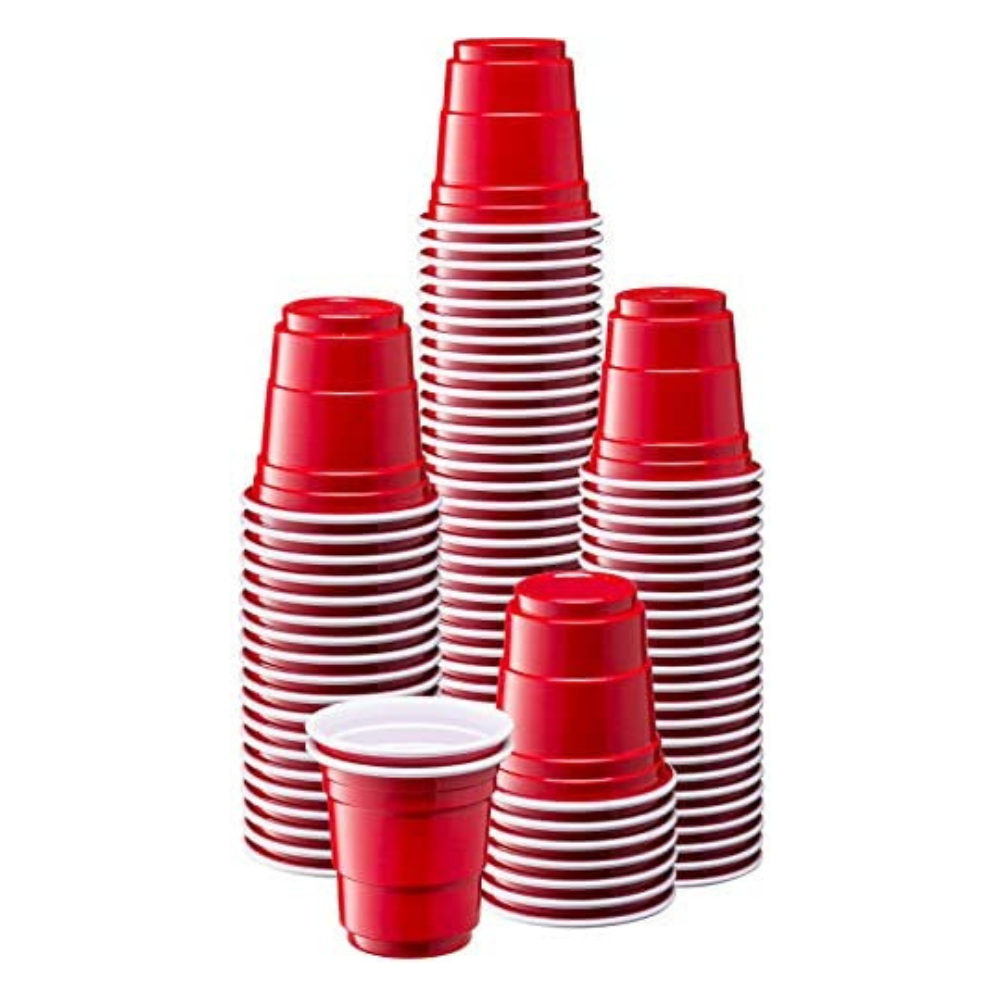 50 Pcs Red Shot Glasses, 2 Oz Small Plastic Reusable Party Cups