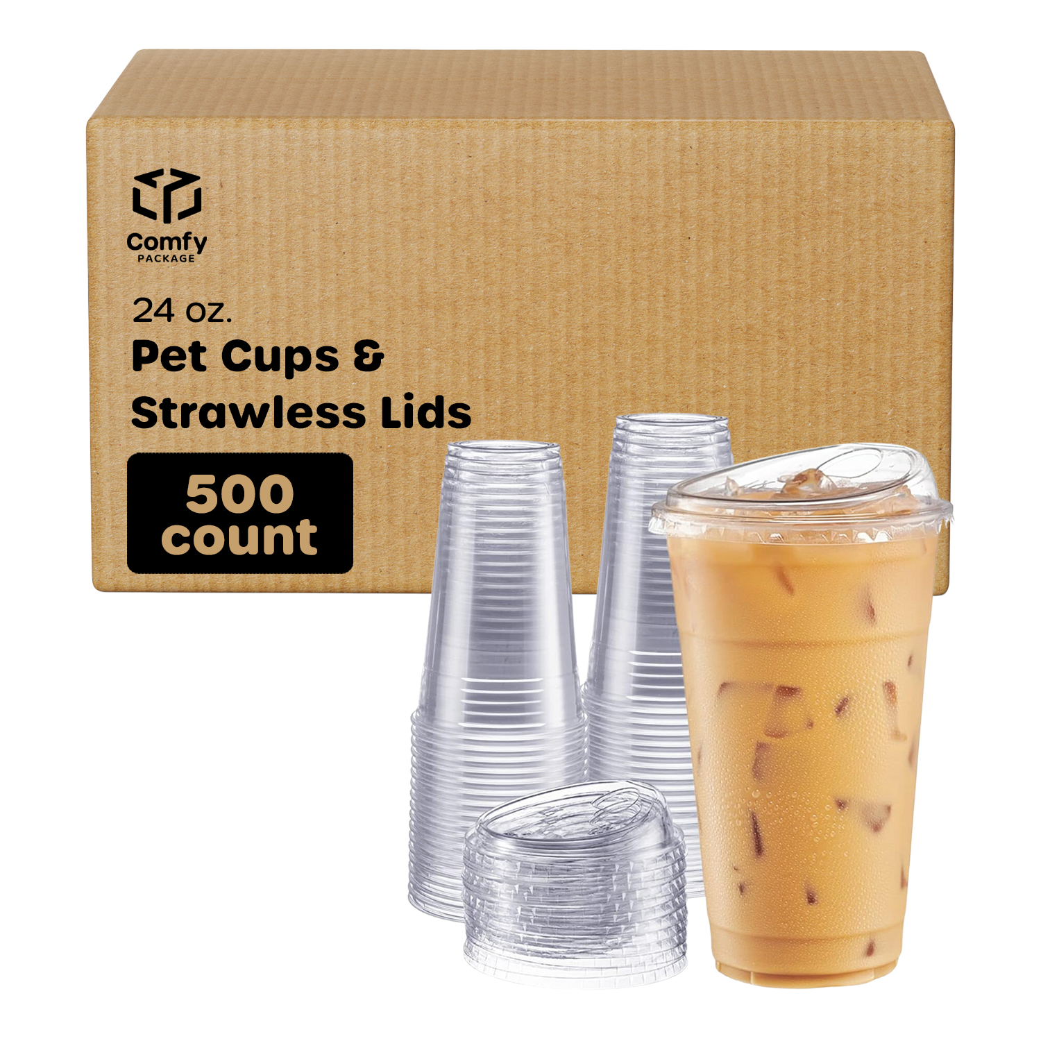 24 oz Clear Plastic PET COLD Cups - Case 500 Cups