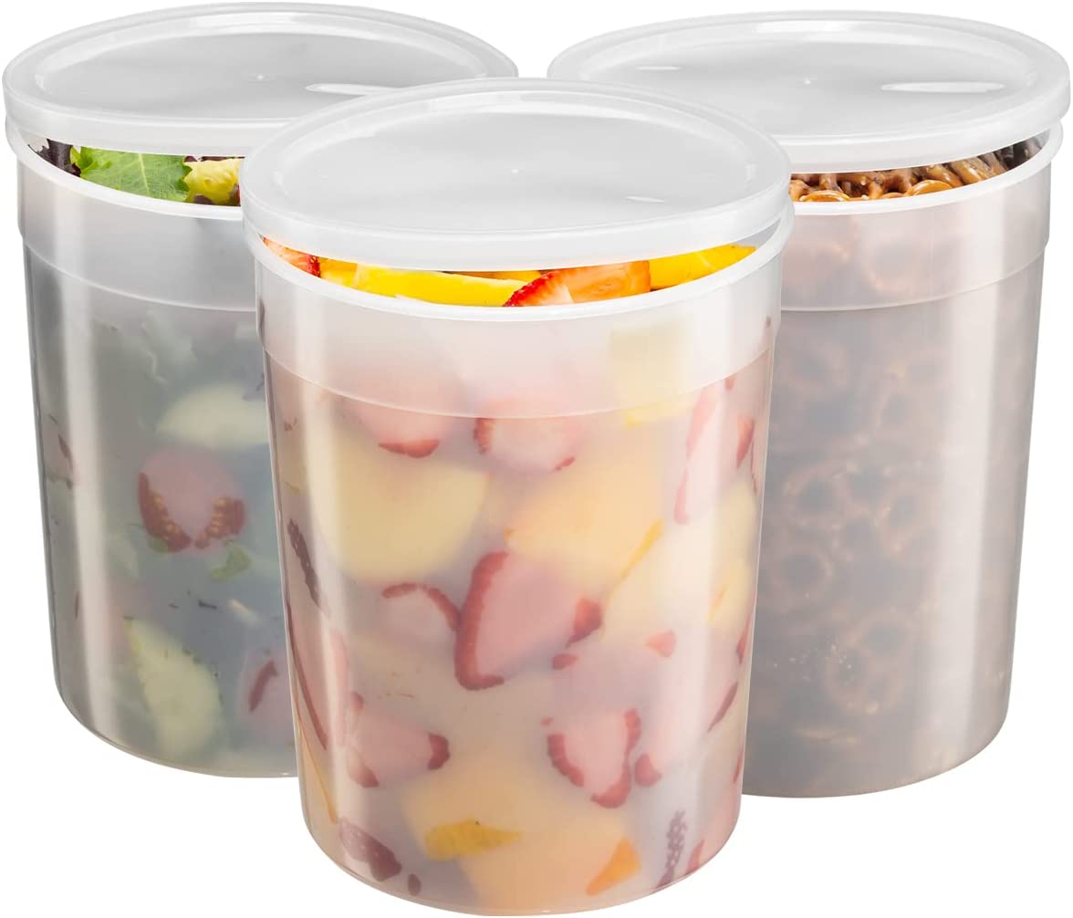 64 & 86 Oz Big Plastic Deli Food Storage Containers Lids Soup