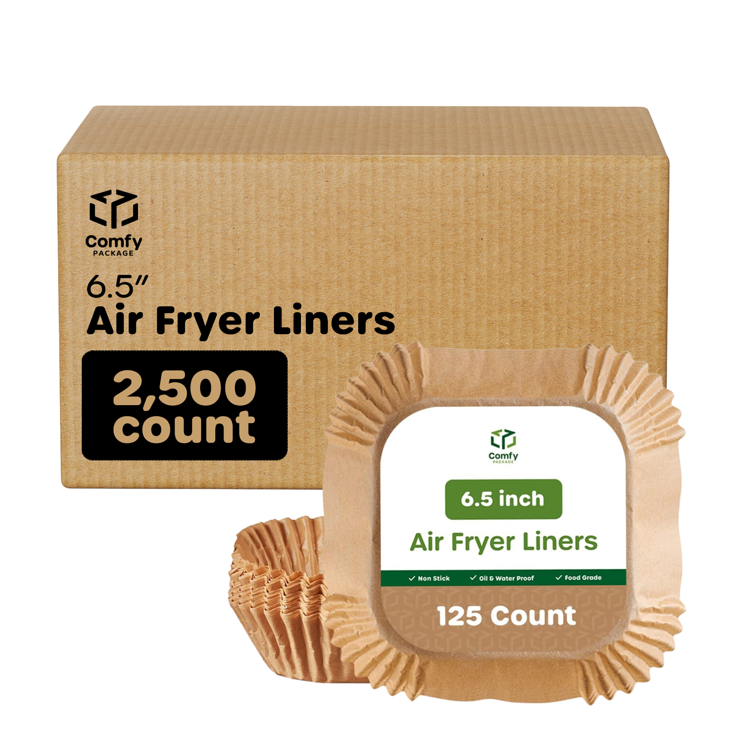 FINECE Air Fryer Liners Square, 100pcs for 2 to 5 qt Air Fryer Disposable Paper Liner, 6.3 inch Unbleached Non-Stick Oil-proof Parchment Paper