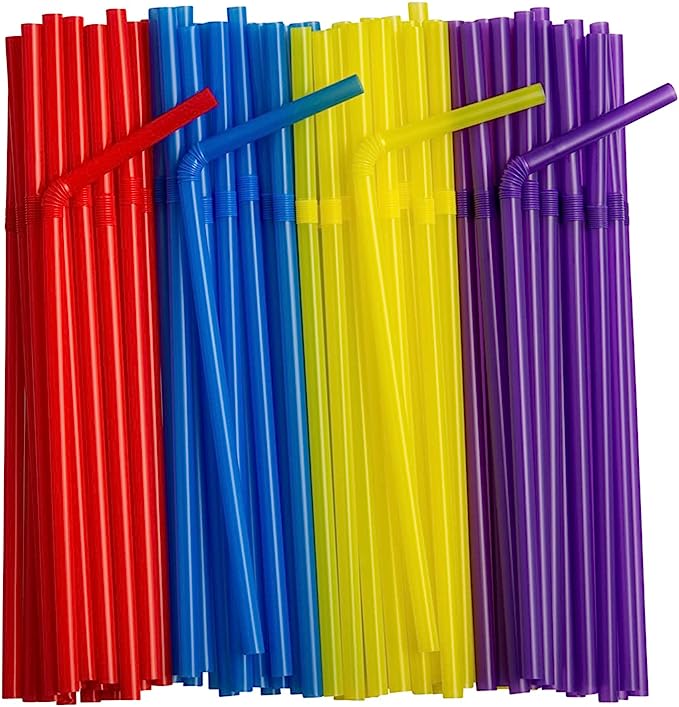  Disposable Hot Pink Plastic Flex Straws - 11.5, 50 Count -  Perfect for Parties & Everyday Use : Health & Household