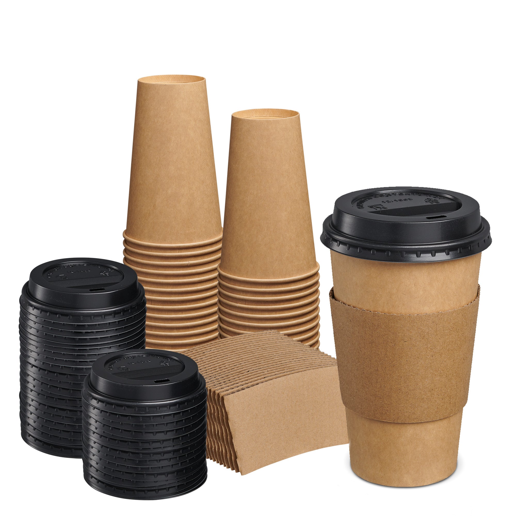 50 Pack] Disposable Coffee Cups with Lids - 16 oz Kraft Brown Double Wall  Insulated Coffee Cups with Black Dome Lid - Kraft Reusable Coffee Cups with  Lids - To Go Chocolate