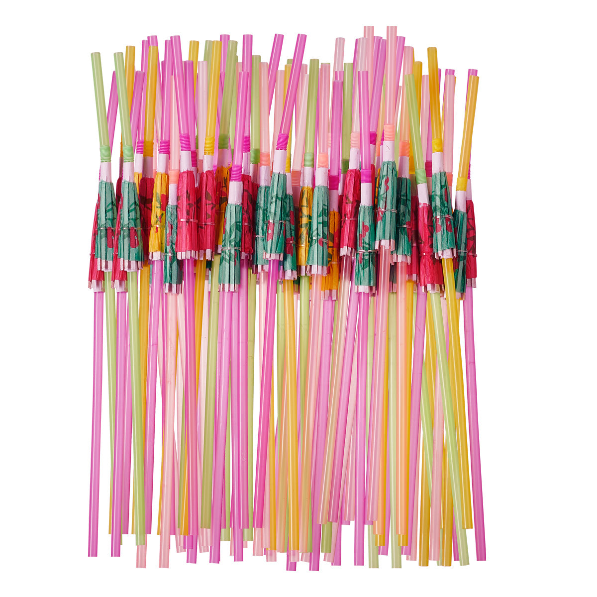 Comfy Package [500 Pack] Flexible Disposable Plastic Drinking Straws - 7.75 inch High - Assorted Colors Striped