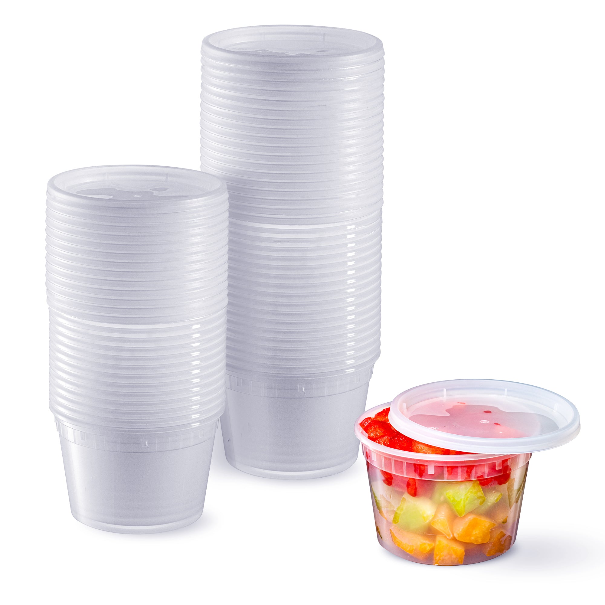 Comfy Package 24 Sets 64 oz Plastic Food Storage Deli Containers with Lids Ice Cream Bucket & Soup Pail