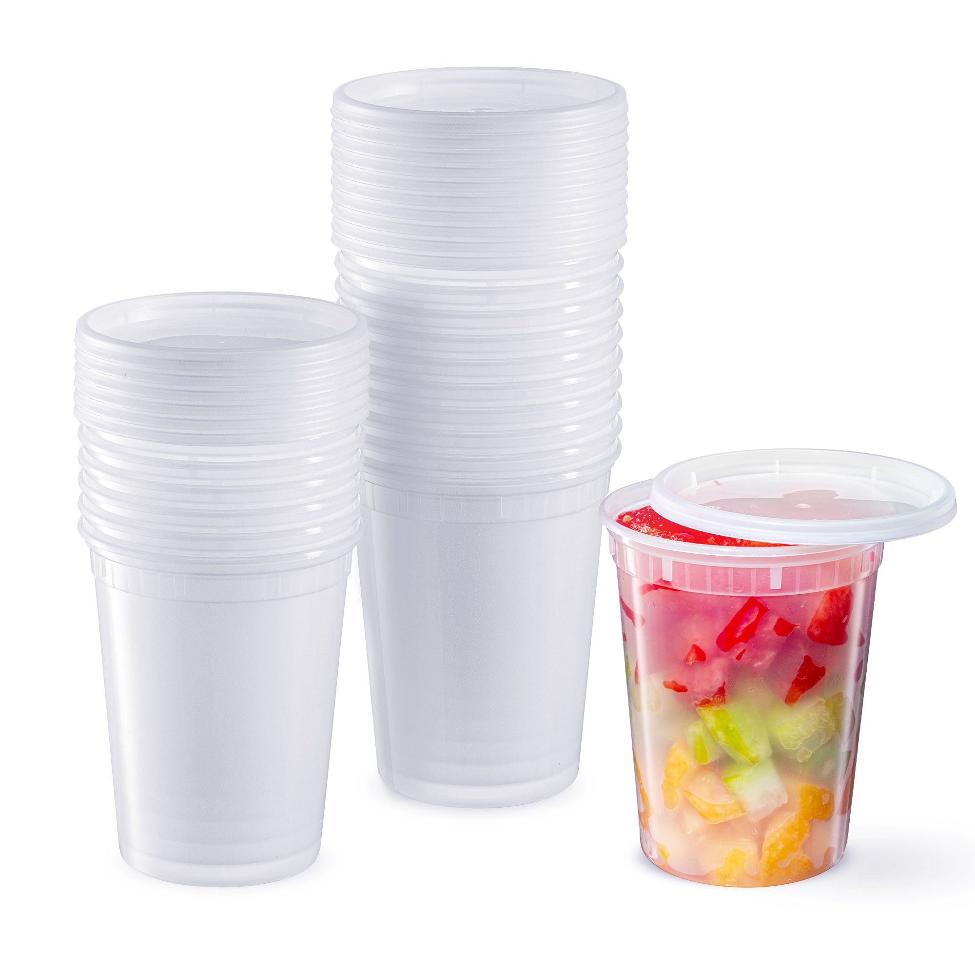 48 Sets - Combo Plastic Deli Containers With Airtight Lids - 8 oz