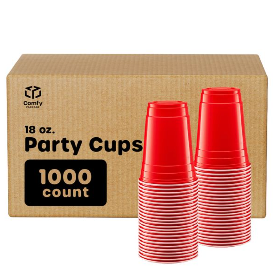 18 oz Red Cups Party Cups Heavy-Duty Plastic Cold Drinking Container BPA  FREE