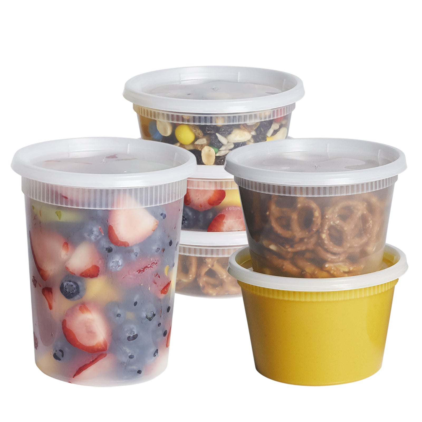 16oz Plastic Deli Food Storage Containers With Plastic Lids, Disposable togo  containers for soup, Meal Prep, Slime, BPA Free, Stackable, Leakproof, Microwave, Dishwasher