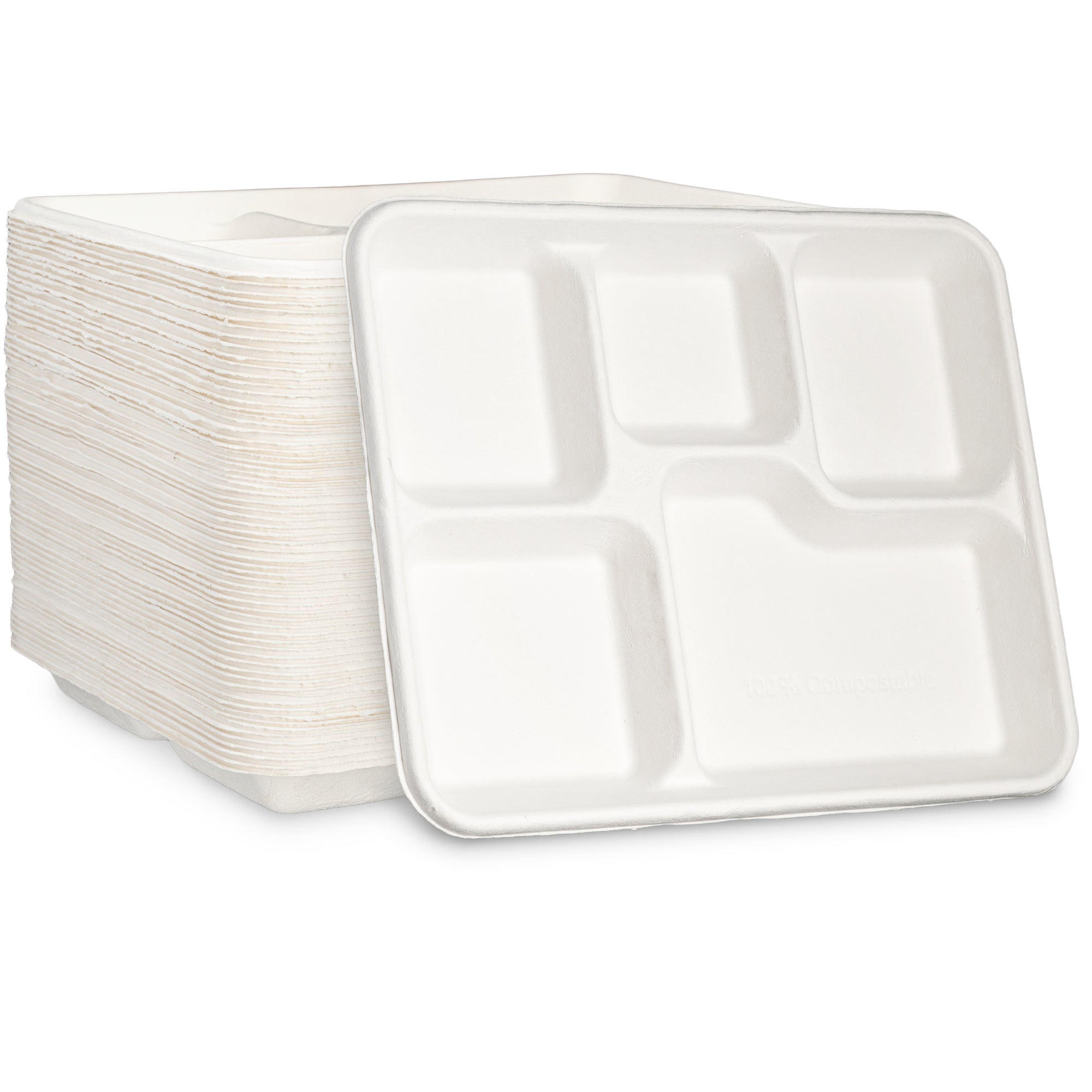 Paper Plate 5-compartment Bagasse School Lunch Tray, Heavy Duty Quality  Disposable Tray, Made Of Sugar Cane Fibers - Temu