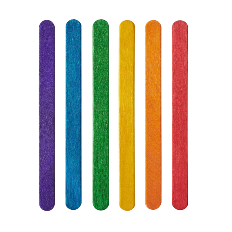 Colored Popsicle Sticks for Crafts - 200 Count 4.5 inch Multi-Purpose Wooden Sticks
