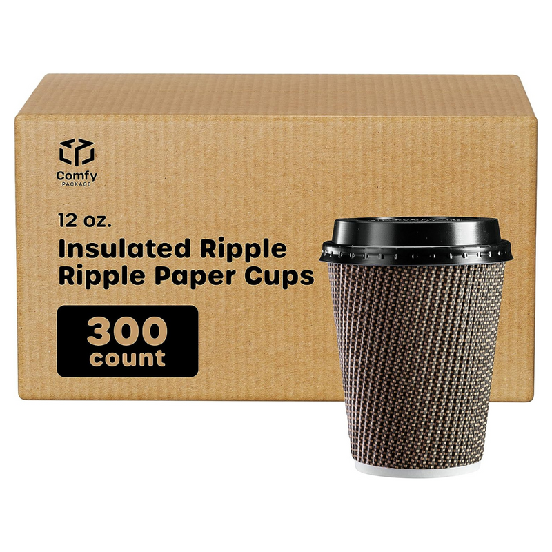 Comfy Package [50 Sets - 10 oz.] Insulated Ripple Paper Hot Coffee Cup –  novapkg