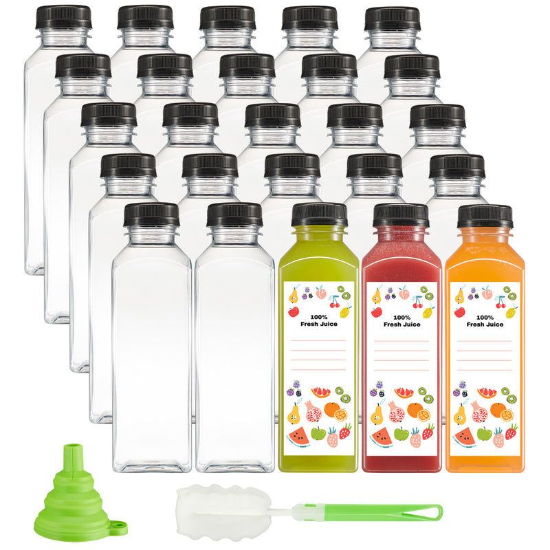 Juice Bottles with Caps for Juicing & Smoothies, Reusable Clear