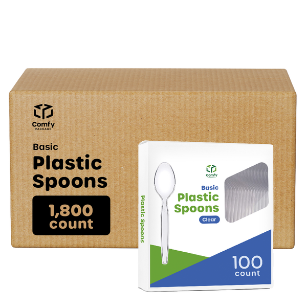 Comfy Package Premium Clear Plastic Spoons Heavy Duty Disposable Utensils,  200-Pack 