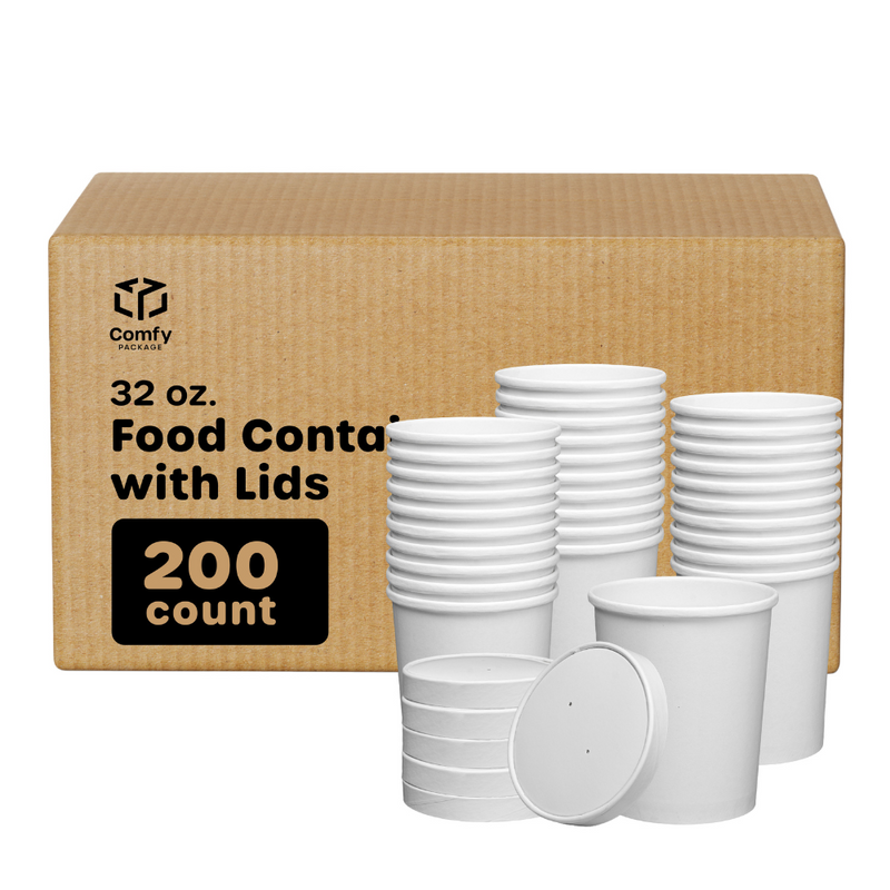 Comfy Package 16 Oz Hot Food Containers with Vented Lids Disposable Ice  Cream & Soup Cups, 25-Pack