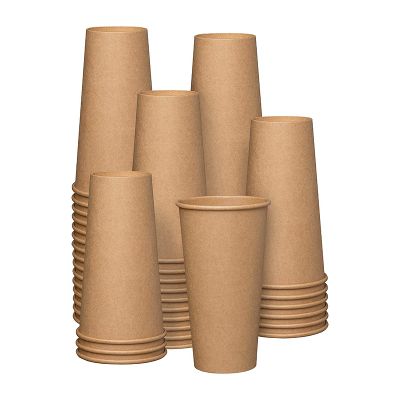 Comfy Package [100 Pack] 12 oz. Kraft Paper Hot Coffee Cups- Unbleached