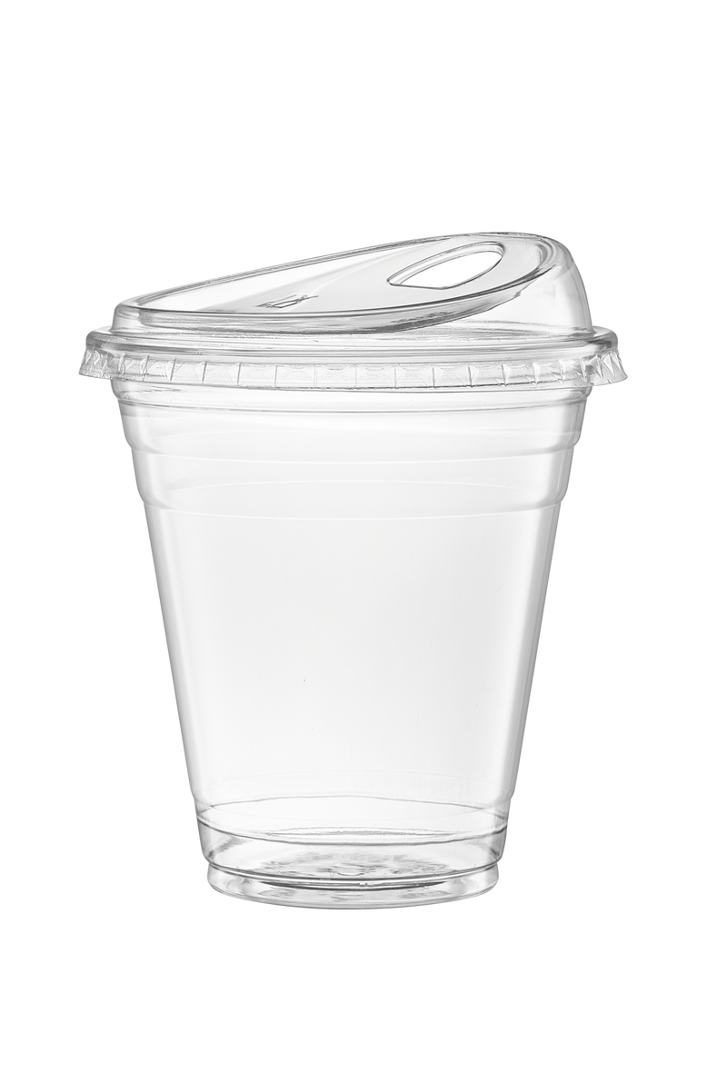 30 Pack Clear Cups with Strawless Sip-Lids, Iced Coffee Cups with Lids,Disposable  Plastic To