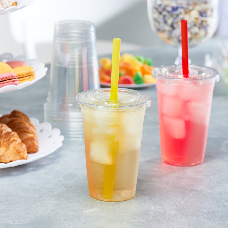 Clear Plastic Cups with Lids, 24 oz, 100 Pack, PET Cold Smoothie Cups, Iced  Coffee Cups, Disposable Cups with Lids, To Go Cups