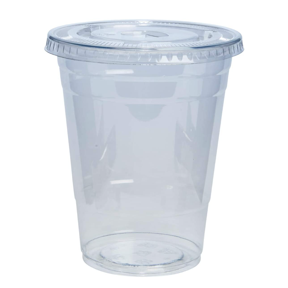 Fit Meal Prep 100 Pack 24 oz Clear Plastic Cups With Flat Slotted