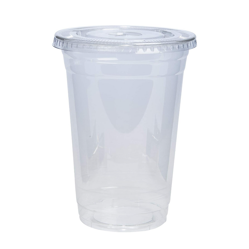 botogift [20 Sets] 20 oz Clear Plastic Cups with Flat Lids