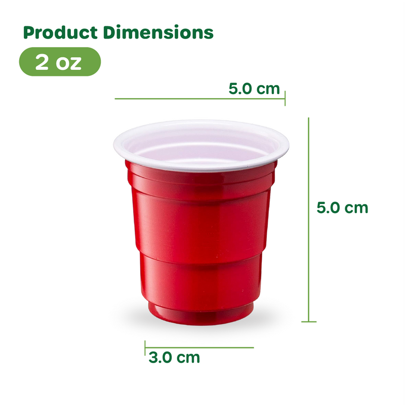 60 Red Cups 2oz Mini Plastic Hard Glasses Jello Jelly Shot Disposable Party, Size: Medium