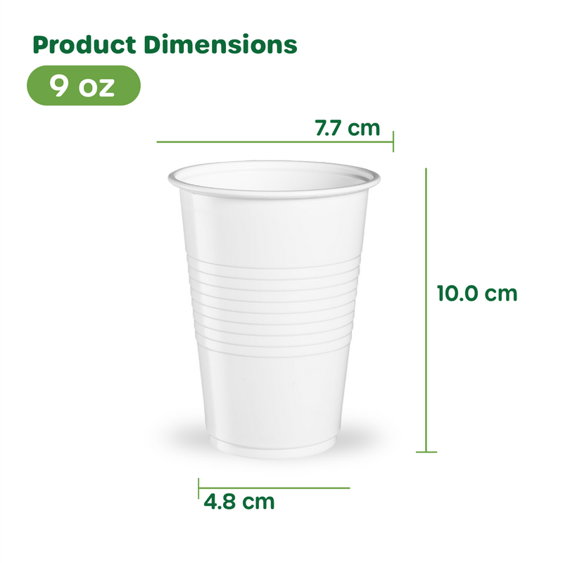 [Case of 500] 9 oz. White Disposable Plastic Cups - Cold Party Drinking Cups
