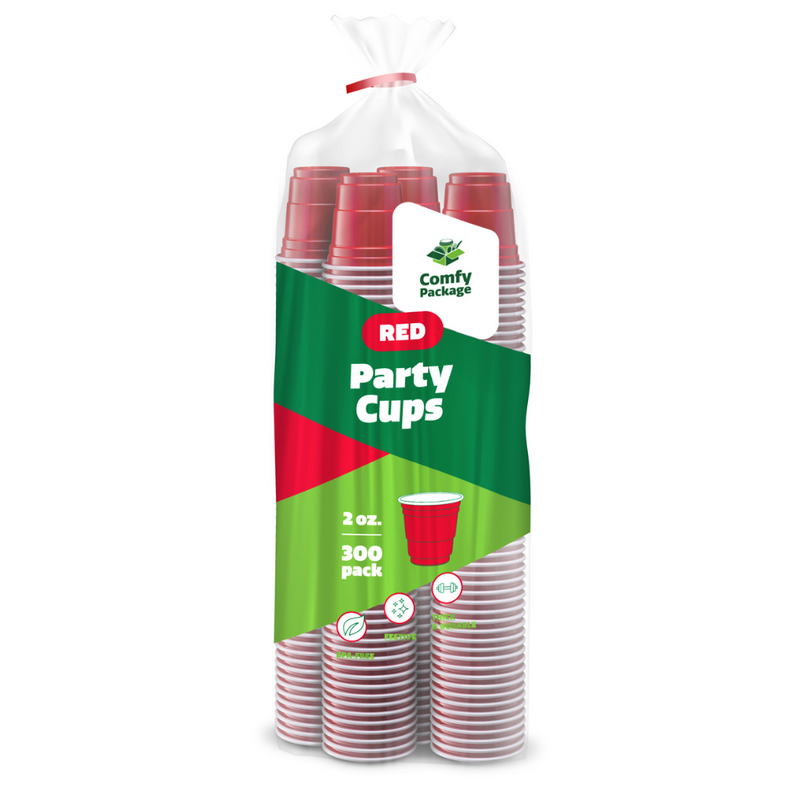 PARTY BARGAINS 60 ml. Mini Red Disposable Shot Glasses - [120 Count] 2 oz.  Plastic Shot Cups, Jello Shots, Perfect Size for Serving Condiments