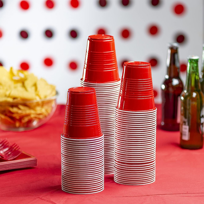 Red Cup Living Reusable Plastic Cocktail Glasses, 12 oz Red