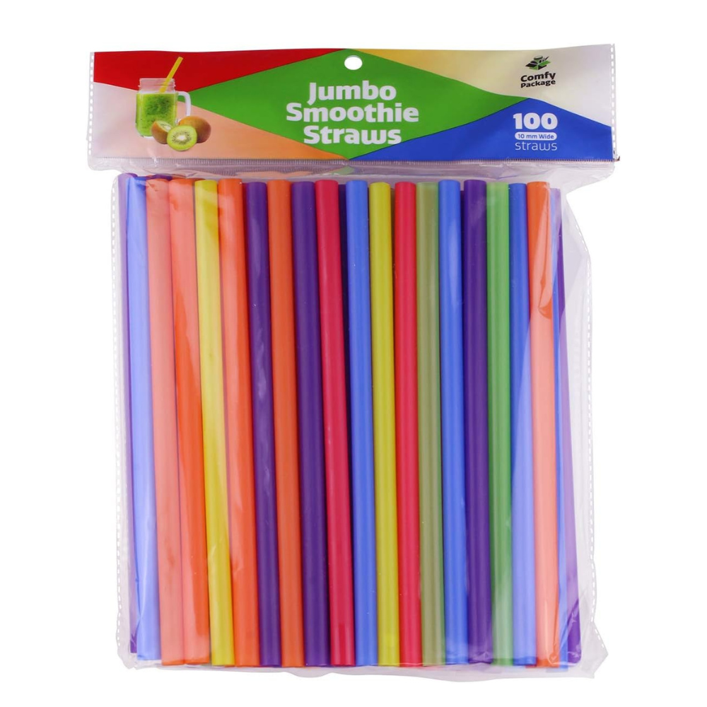 Comfy Package 8.5” Clear Disposable Jumbo Straws Drinking Plastic