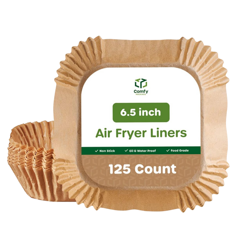 FINECE Air Fryer Liners Square, 100PCS for 2 to 5 Qt Air Fryer Disposable  Paper Liner, 6.3 inch Unbleached Non-stick Oil-proof Parchment Paper