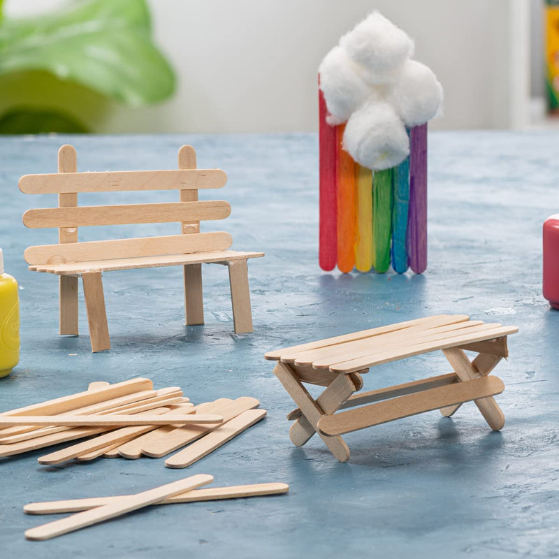 Comfy Package 6” Colored Popsicle Stick Set Wooden Sticks for