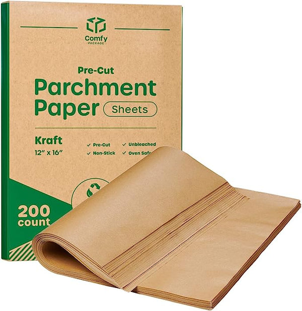 300 Pcs Parchment Paper Baking Sheets 12 x 16 Inch Heavy duty Baking Paper  Pre cut Unbleached Bakery Paper for Cooking Baking Steaming Air Fryer  Grilling Roasting Cookies Brown 