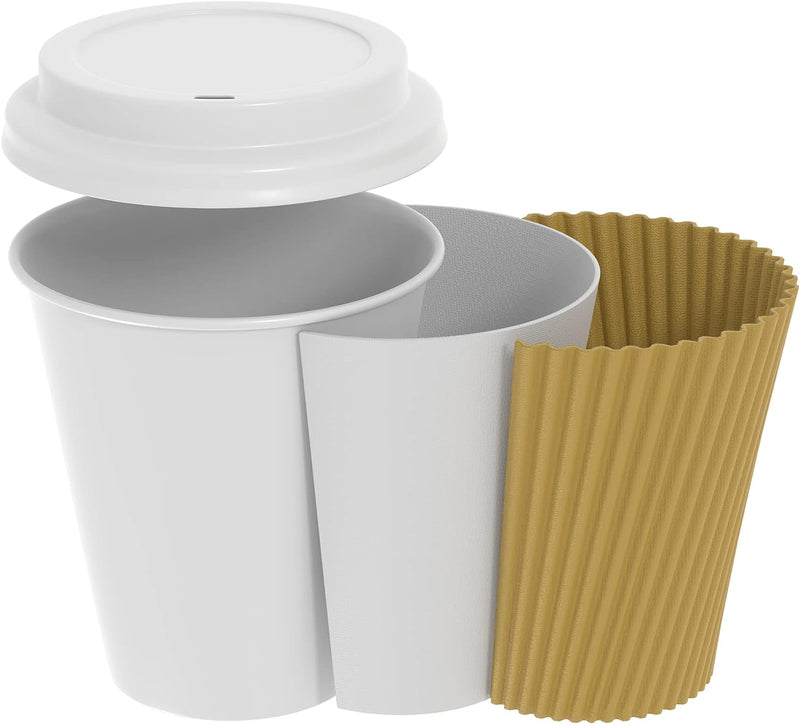 [Case of 300] 10 oz Insulated Ripple Paper Hot Coffee Cups With Lids