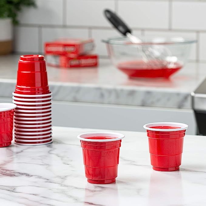  120ct Mini Red Cups 2oz Plastic Disposable Shot Glasses Party  Shooter Beer Pong Jello : Health & Household