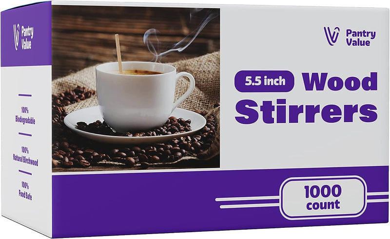 1000 Pack Wooden Coffee Stirrer Sticks 7.5 inch - Bio Degradable, Eco  Friendly Beverage Stirrers, Splinter Free Birch Wood - Disposable Drink  Stir