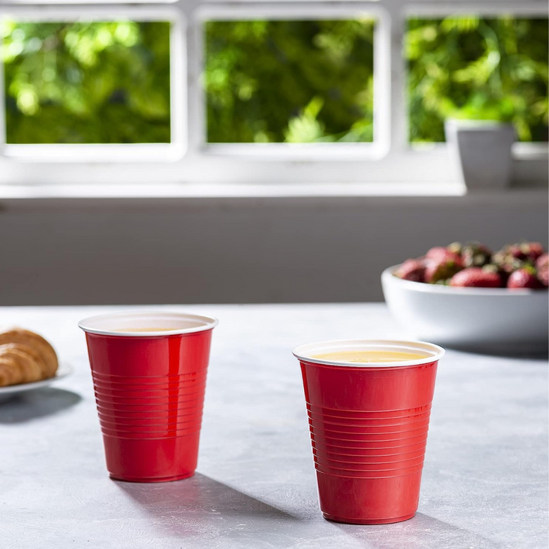 16 oz. Bulk 50 Ct. Carnival Red & White Stripe Disposable BPA-Free Plastic  Cups