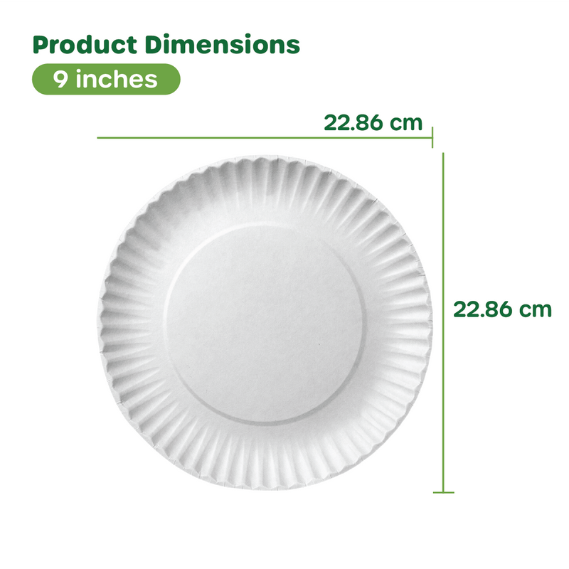  PLASTICPRO Disposable White Uncoated Paper Plates (1000, 9''  Inch) : Health & Household