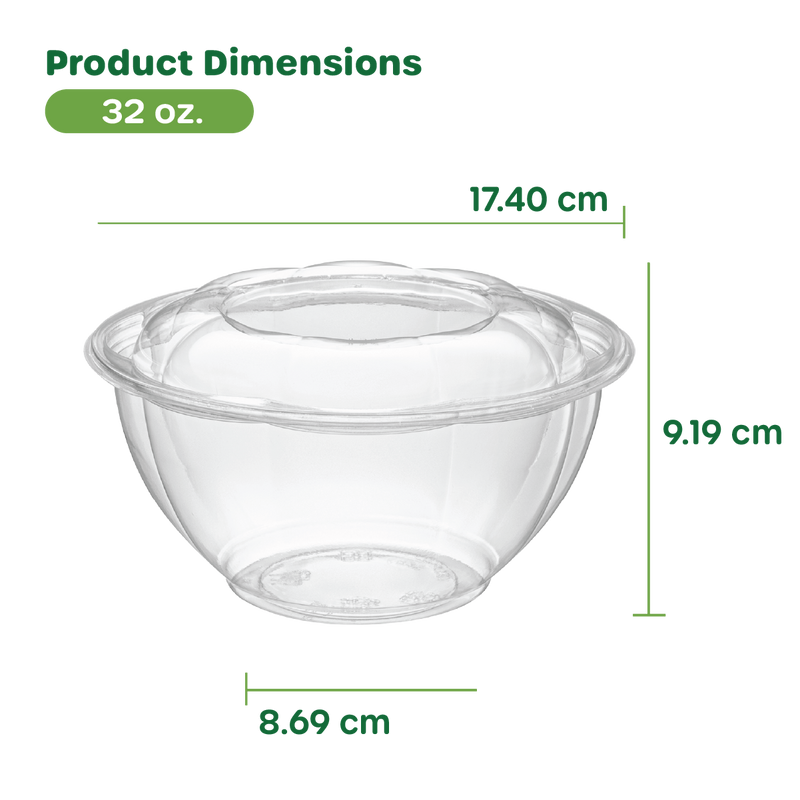 32oz Salad Bowls To-Go with Lids 150 Count Clear Plastic Disposable  Containers