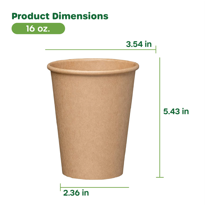 [16 oz.] Kraft Paper Hot Coffee Cups - Unbleached