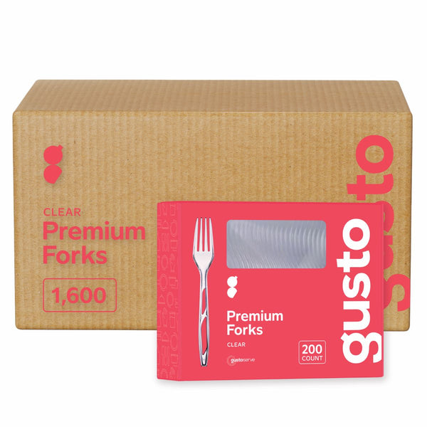 [Case of ] Premium Heavyweight Disposable Clear Plastic Forks