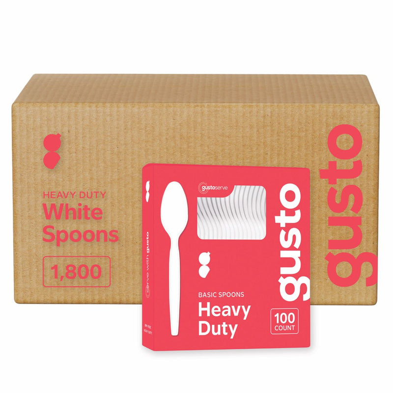 [Case of 1800] Heavy Duty Disposable Basic Plastic Spoons - White Teaspoons