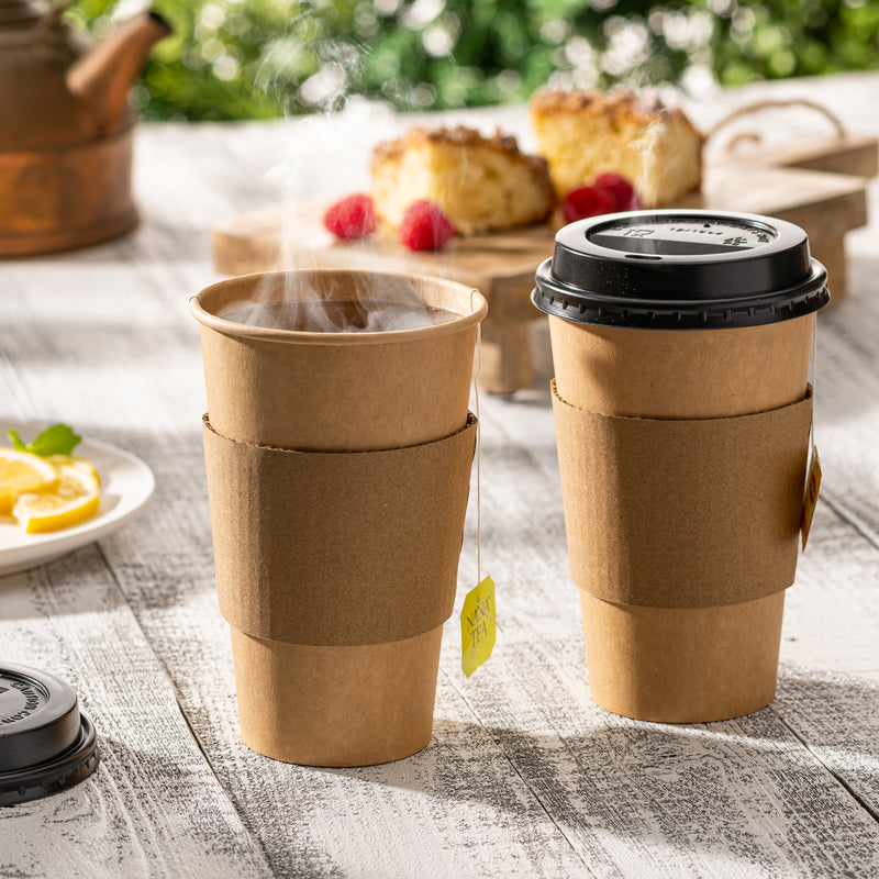 Kraft Paper Coffee Cups With Lids
