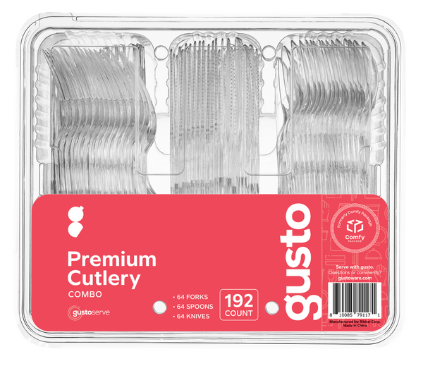 Combo Pack Premium Heavyweight Disposable Clear Plastic Silverware - Cutlery