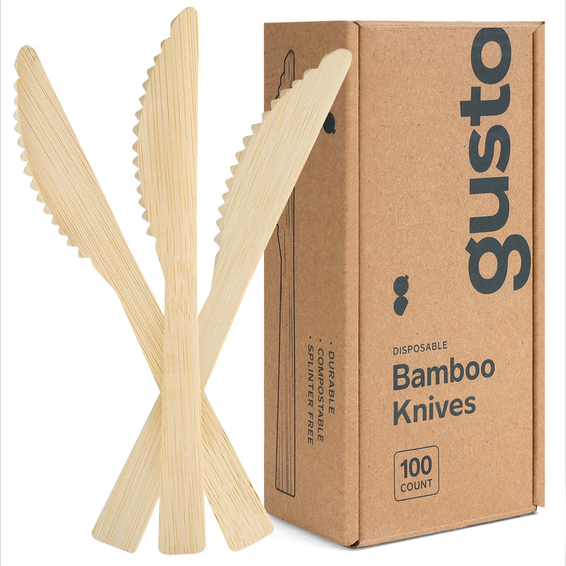 GUSTO [Case of 1200] Natural Bamboo Disposable Knives - Biodegradable and Eco-Friendly Utensils for Outdoors, Parties, and Events…