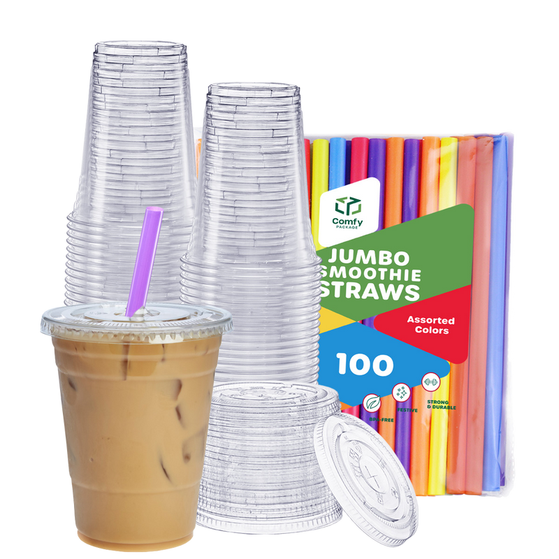 16 oz. Clear Cups with Dome Lids  for Milkshake, Smoothies, Iced