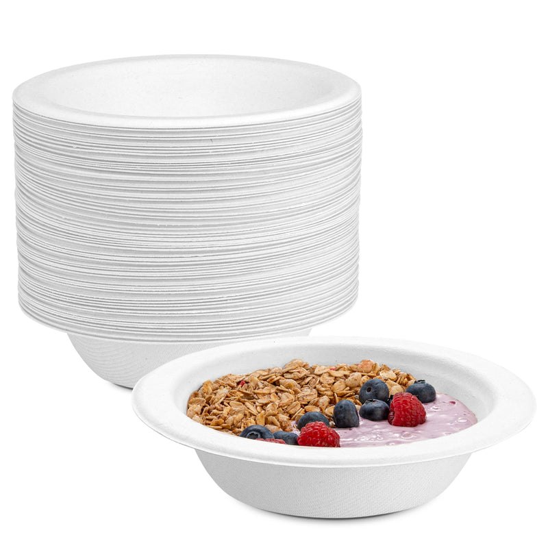 [Case of 750] 100% Compostable 16 oz. Heavy-Duty Bowls Eco-Friendly Disposable Sugarcane Paper Bowls