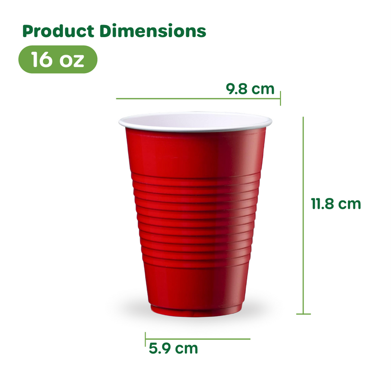 Plastic Party Cups - 16 oz, Red