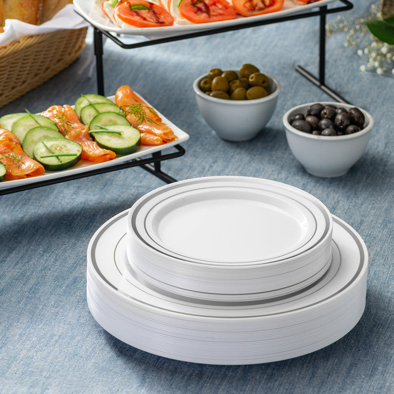 Fancy Disposable Salad Plates (10 PC) Heavy Duty Plastic Plates