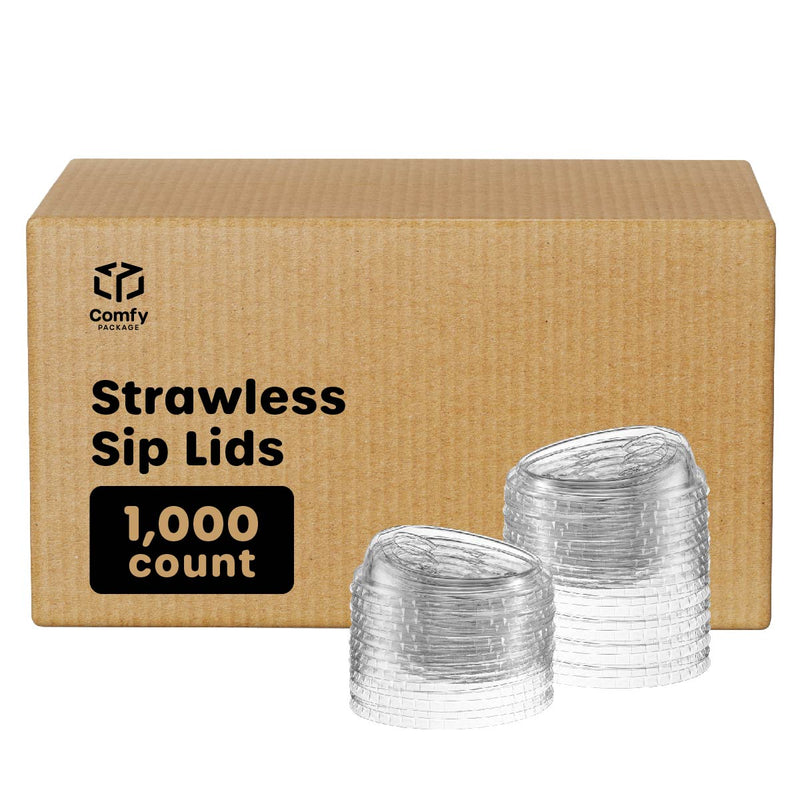 [100 Count] Clear PET Plastic Dome Lids With Straw Slot for 12, 16, 20 & 24  oz. Milkshake Cups (Formerly Comfy Package)