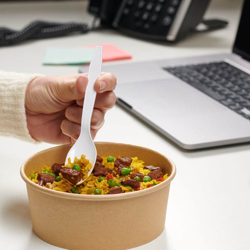 [Case of 3000] Extra Heavyweight Disposable White Plastic Soup Spoons