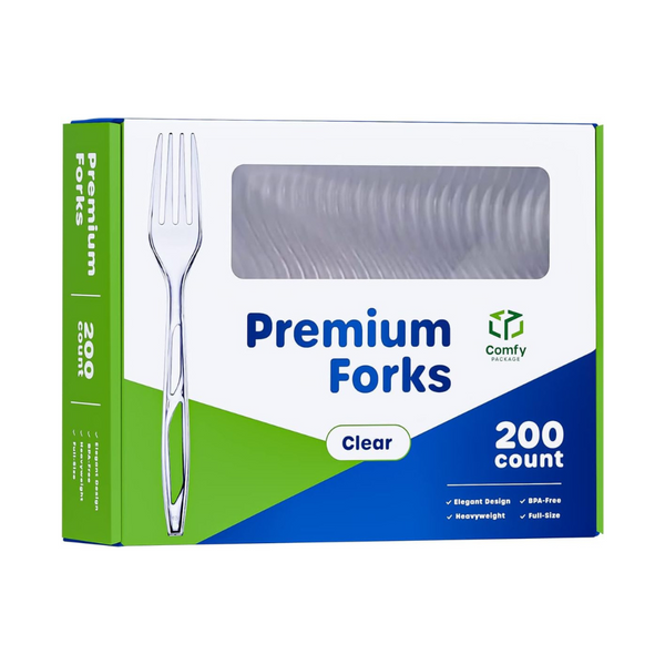 Comfy Package Plastic Forks Bulk Pack Heavy Duty Disposable Silverware,  White 500-Pack 